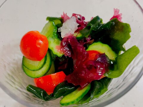 ミニトマト胡瓜海藻サラダの酢の物✨